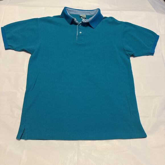 Vintage L.L. Bean Polo Shirt Men’s Large Teal Blue 100% Cotton Made in USA - NWT - Picture 1 of 10